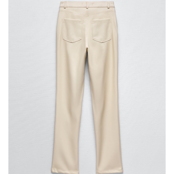 Zara * Faux Leather Cream Pants Slit - Picture 10 of 11